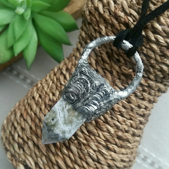 Ocean Jasper Crystal Gothic Necklace - Picture 5 of 8